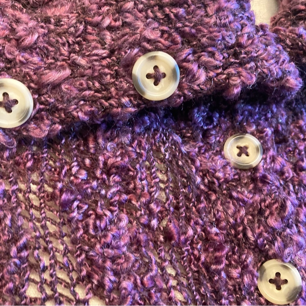 Purple Textured Button-Up Poncho - Picture 3 of 5